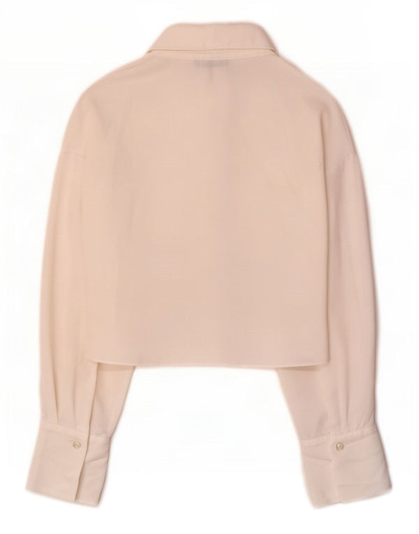 Zara Damen Crop Shirt Bluse UK 6 XS Weiß