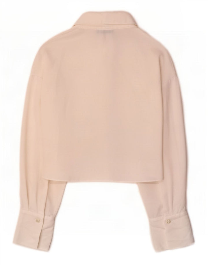 Zara Damen Crop Shirt Bluse UK 6 XS Weiß