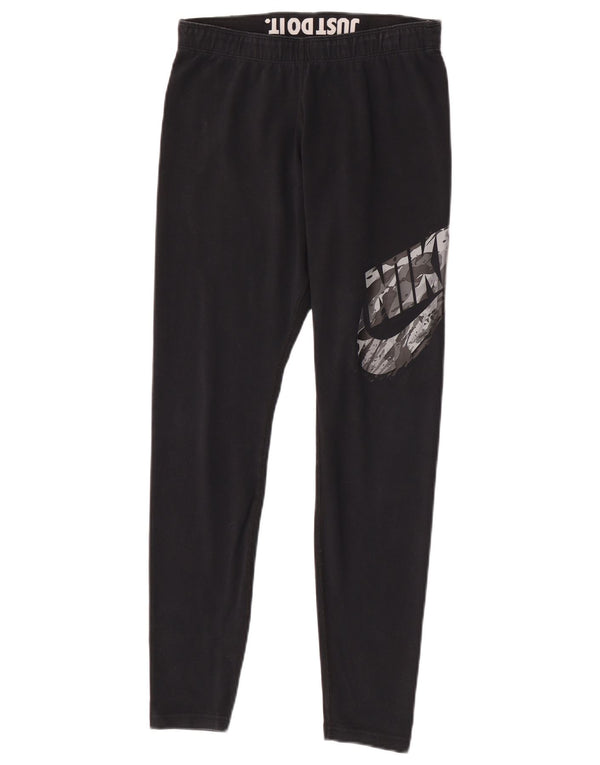 Nike Womens Graphic Leggings UK 14 Mittelschwarze Baumwolle