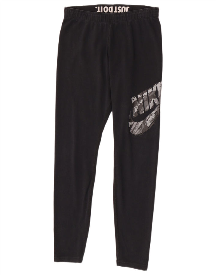 Nike Womens Graphic Leggings UK 14 Mittelschwarze Baumwolle