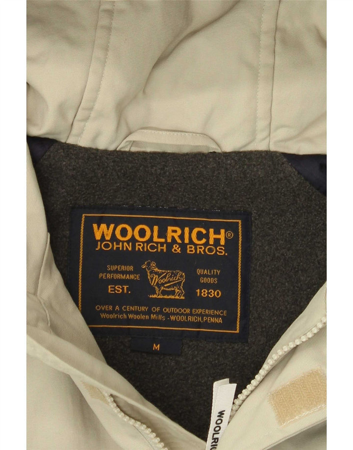 Woolrich Herren-Anorakjacke mit Kapuze, UK 38, mittlerer Khaki-Farbblock