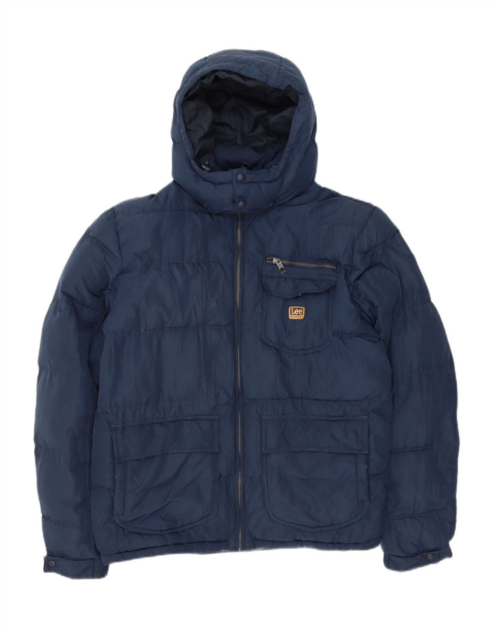 Lee Wattierte Herrenjacke mit Kapuze, UK 44, XL, Marineblau, Polyester