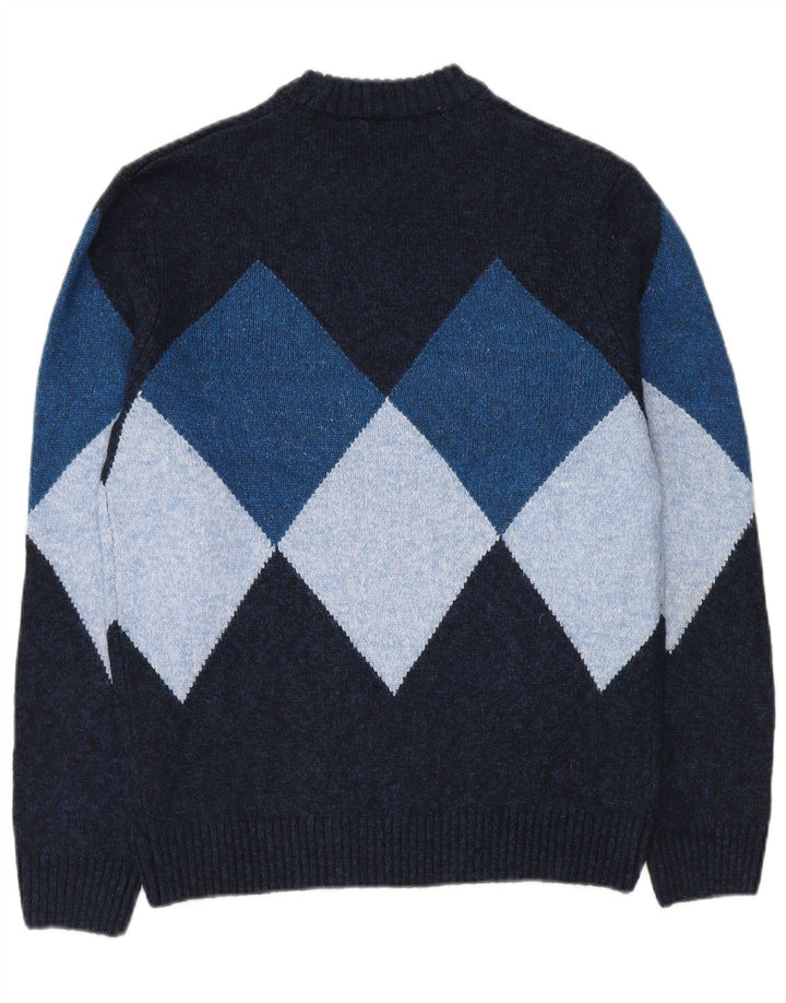 C & A Herren-Pullover mit Rundhalsausschnitt, Größe S, Marineblau mit Argyle-Muster/Diamantmuster