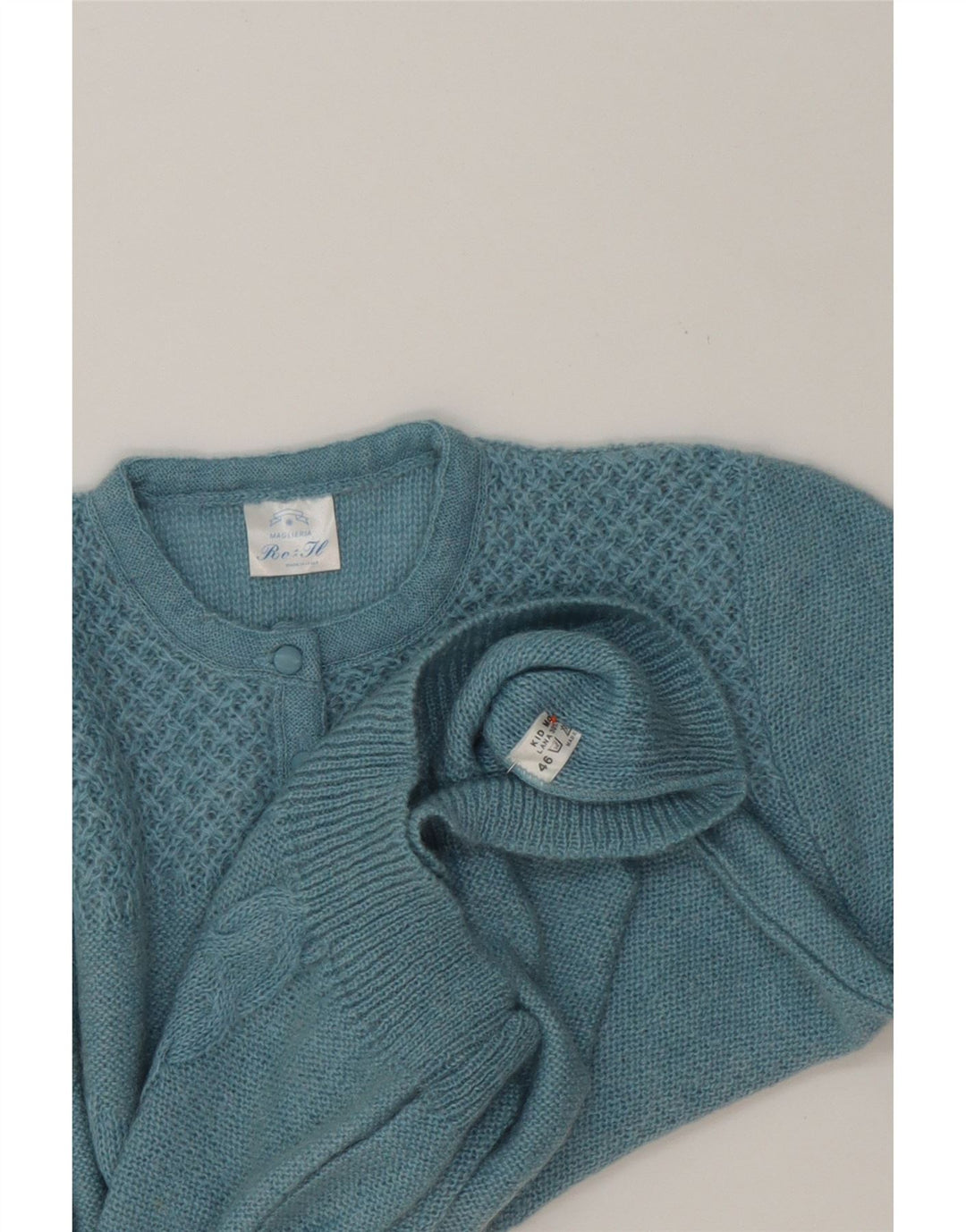 VINTAGE Womens Crew Neck Jumper Sweater IT 46 Large Blue Wool Vintage Vintage and Second-Hand Vintage from Messina Hembry 