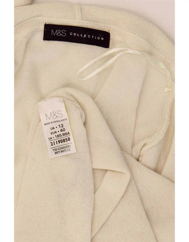 Marks & Spencer Damen-Strickjacke mit 3/4-Ärmeln, Gr. 12, Mittel, gebrochenes Weiß