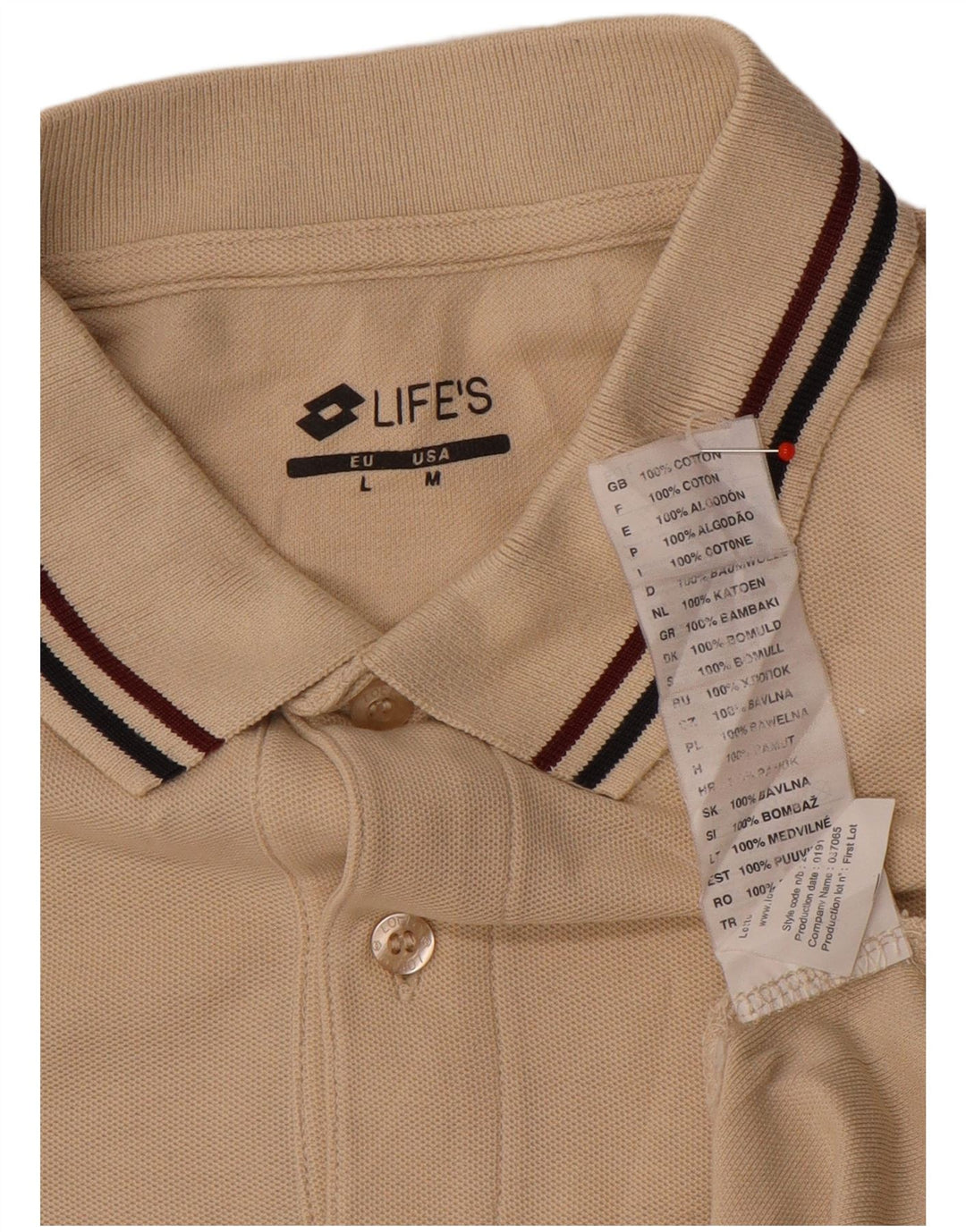 Lotto Herren-Poloshirt, groß, beige Baumwolle