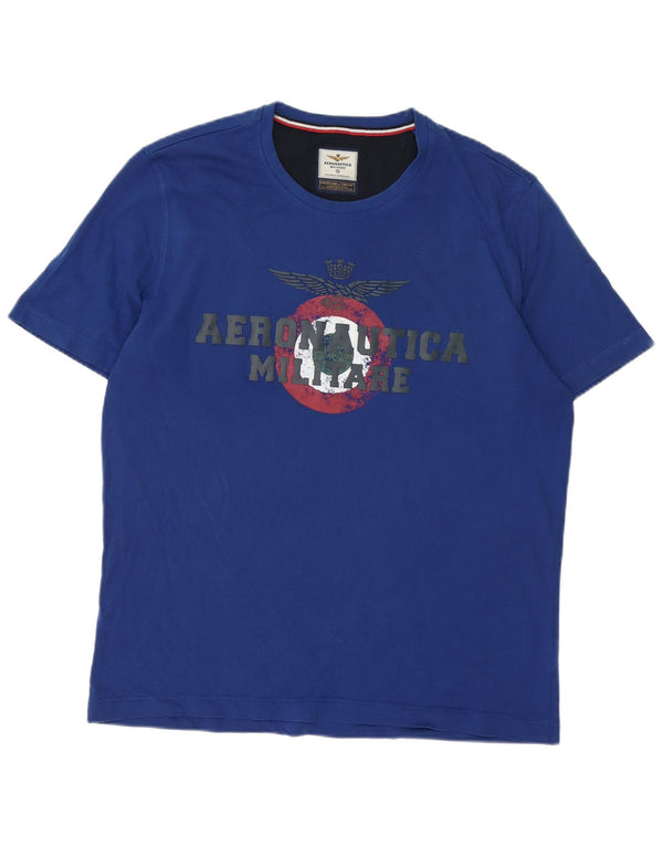 Aeronautica Militare Herren Grafik T-Shirt Top 2XL Blau