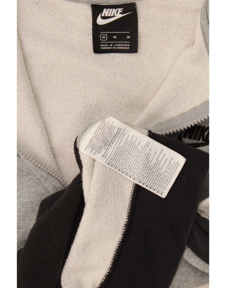 Nike Herren-Kapuzenpullover mit Reißverschluss am Hals, mittelgraue Colourblock-Baumwolle