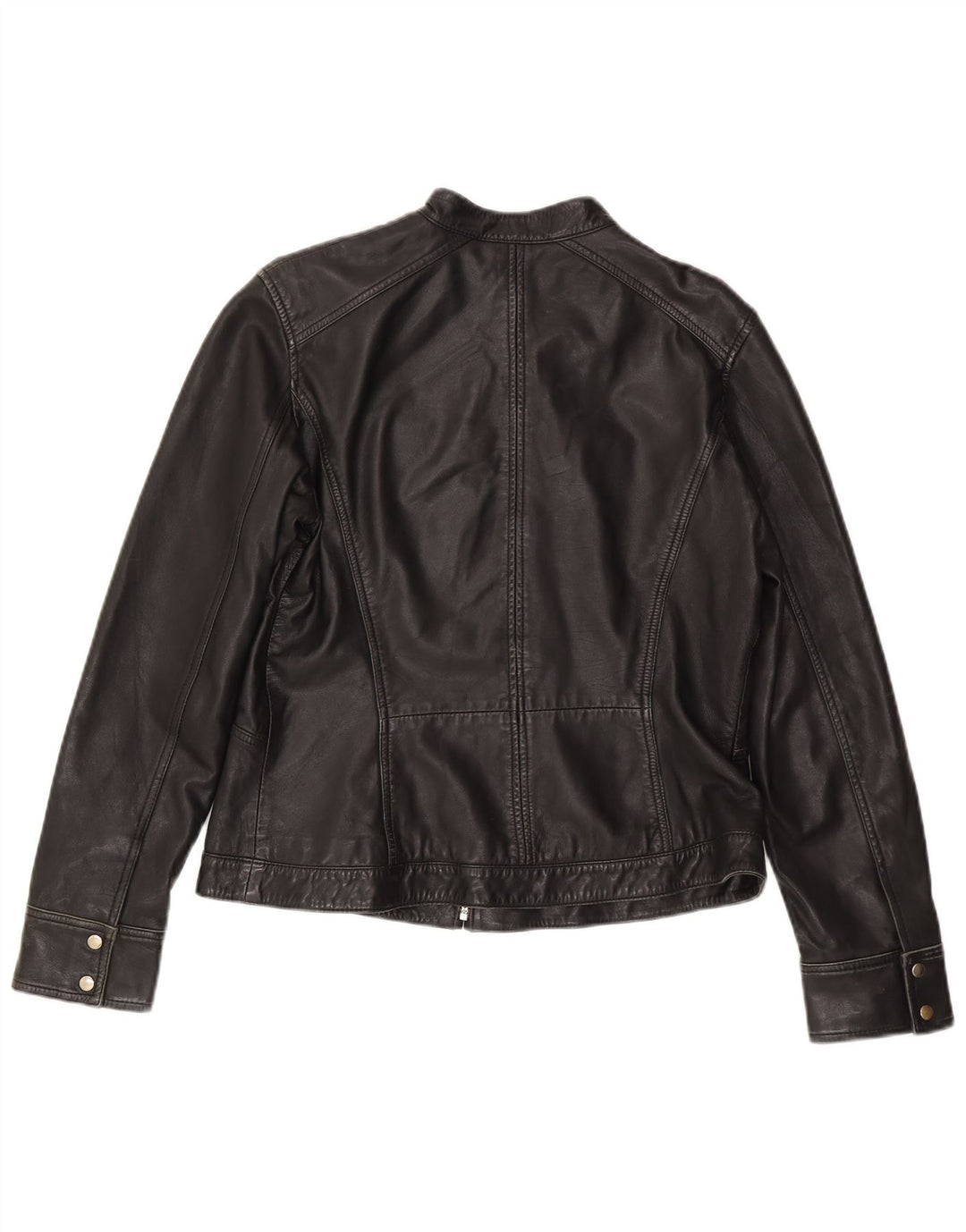 MONSOON Damen Lederjacke UK 14 Großes schwarzes Leder