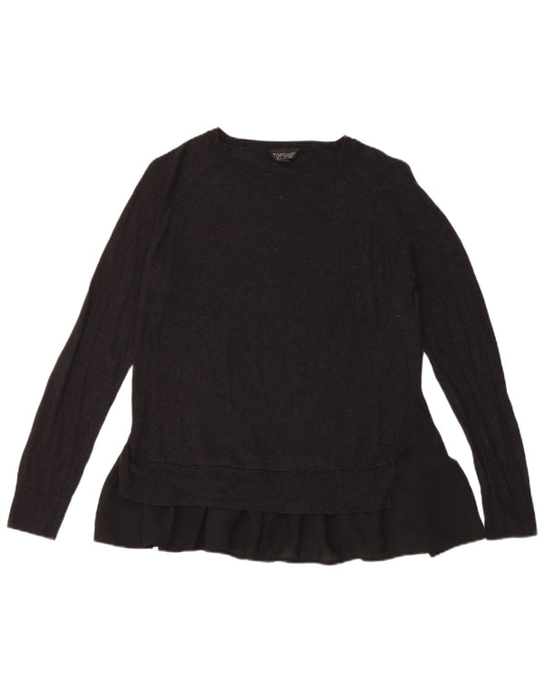 Topshop Damen-Pullover mit U-Boot-Ausschnitt, UK 6, XS, Schwarz, Polyester