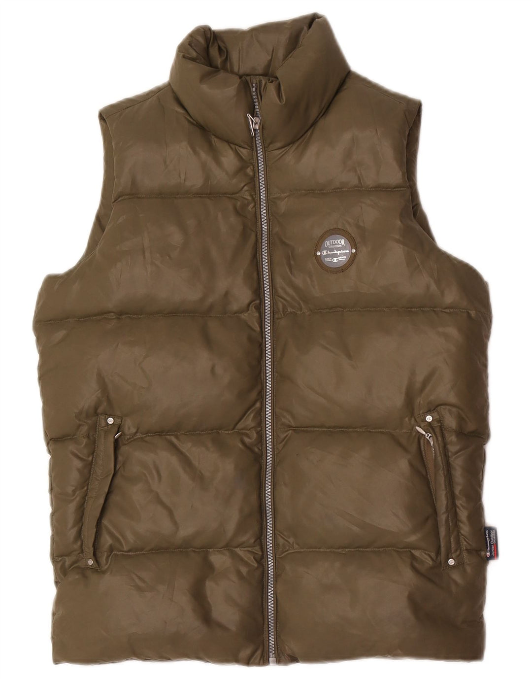Champion Wattierte Weste für Mädchen, 11–12 Jahre, groß, Khaki, Polyester