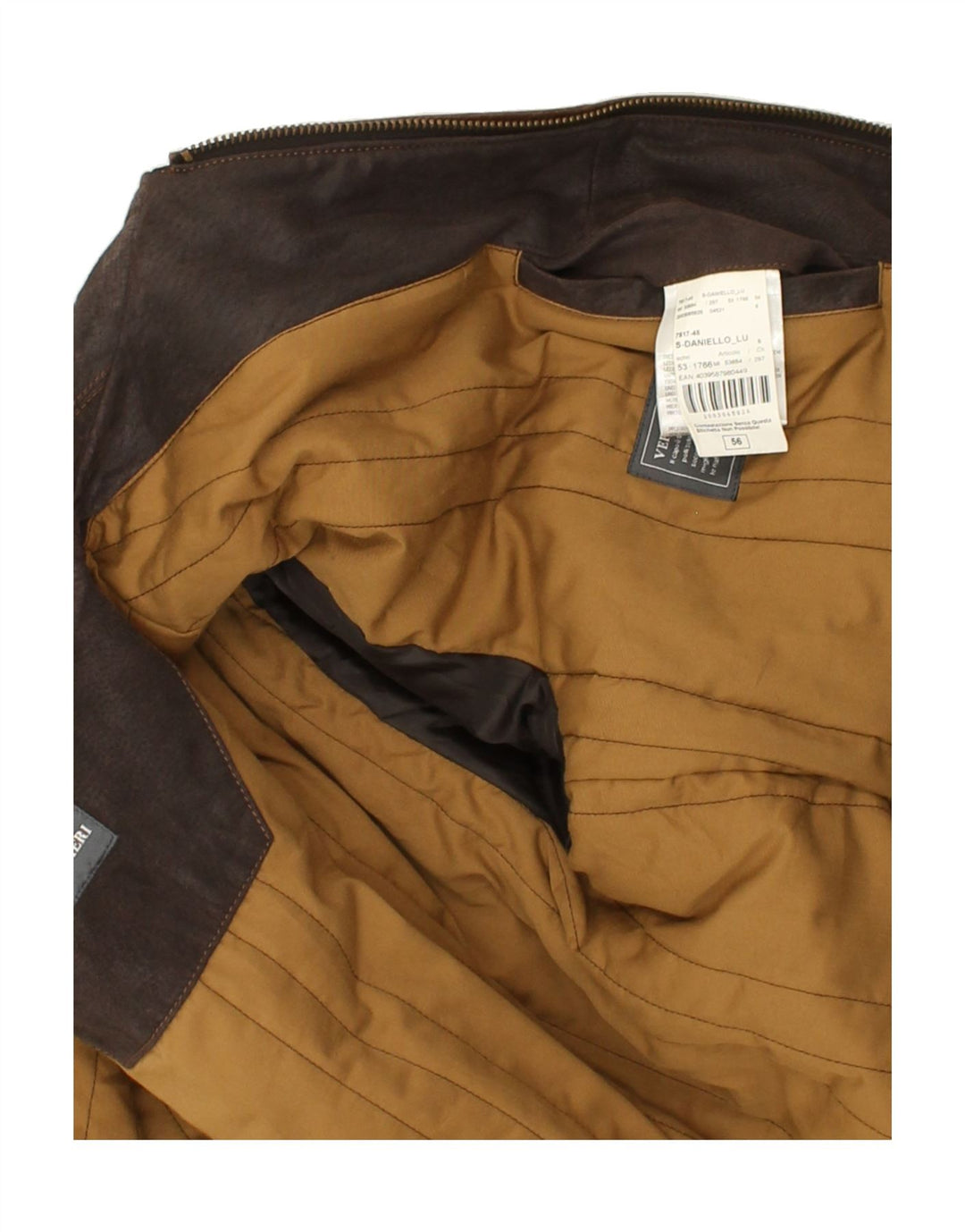 LUCA D'ALTIERI Herren Lederjacke UK 56 3XL Braunes Leder