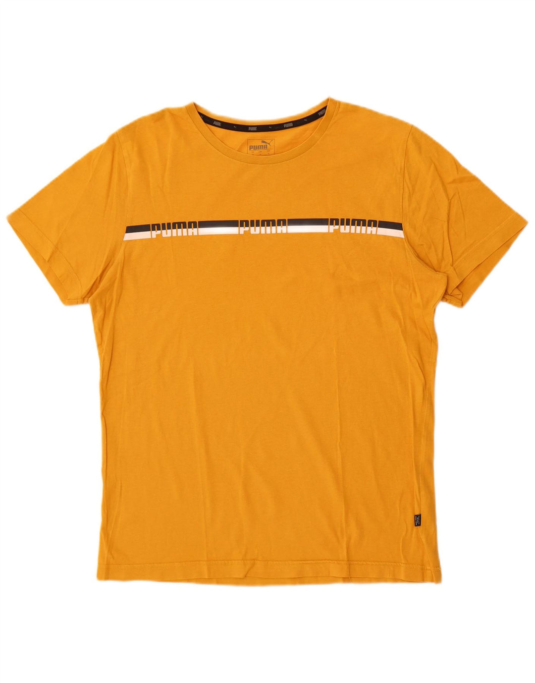 Puma Herren Grafik-T-Shirt-Oberteil aus mittelgelber Baumwolle