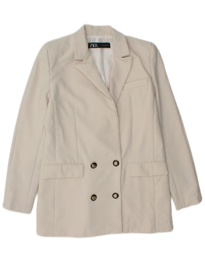Zweireihiger Blazer für Damen von Zara, Gr. 10, Größe S, Weiß, Polyester