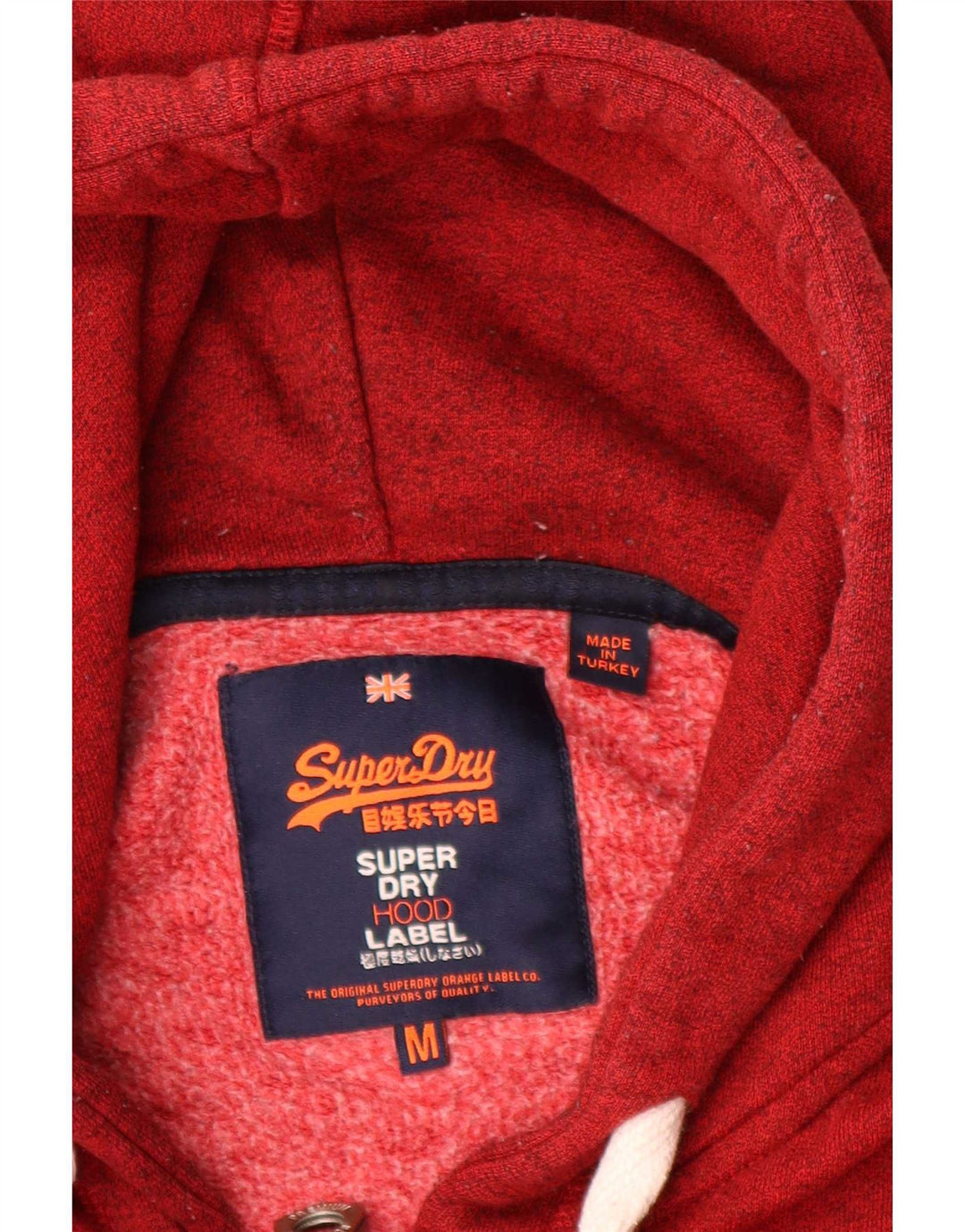 Superdry Herren-Kapuzenpullover mit grafischem Reißverschluss, mittelrote Baumwolle