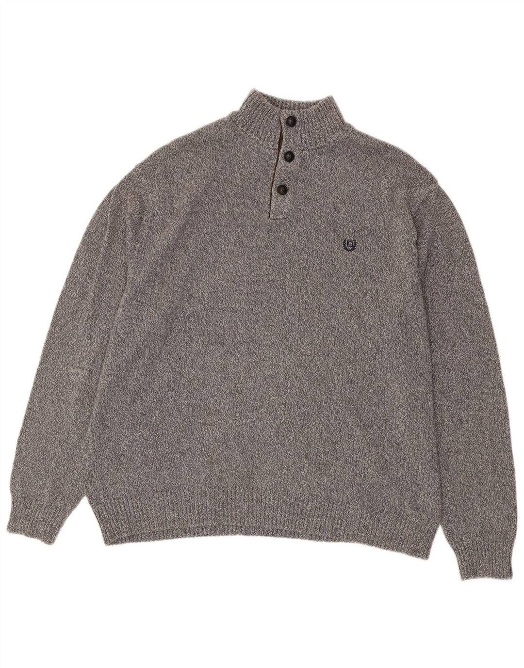 CHAPS Herren-Pullover mit Knopfkragen, 2XL, graue Baumwolle