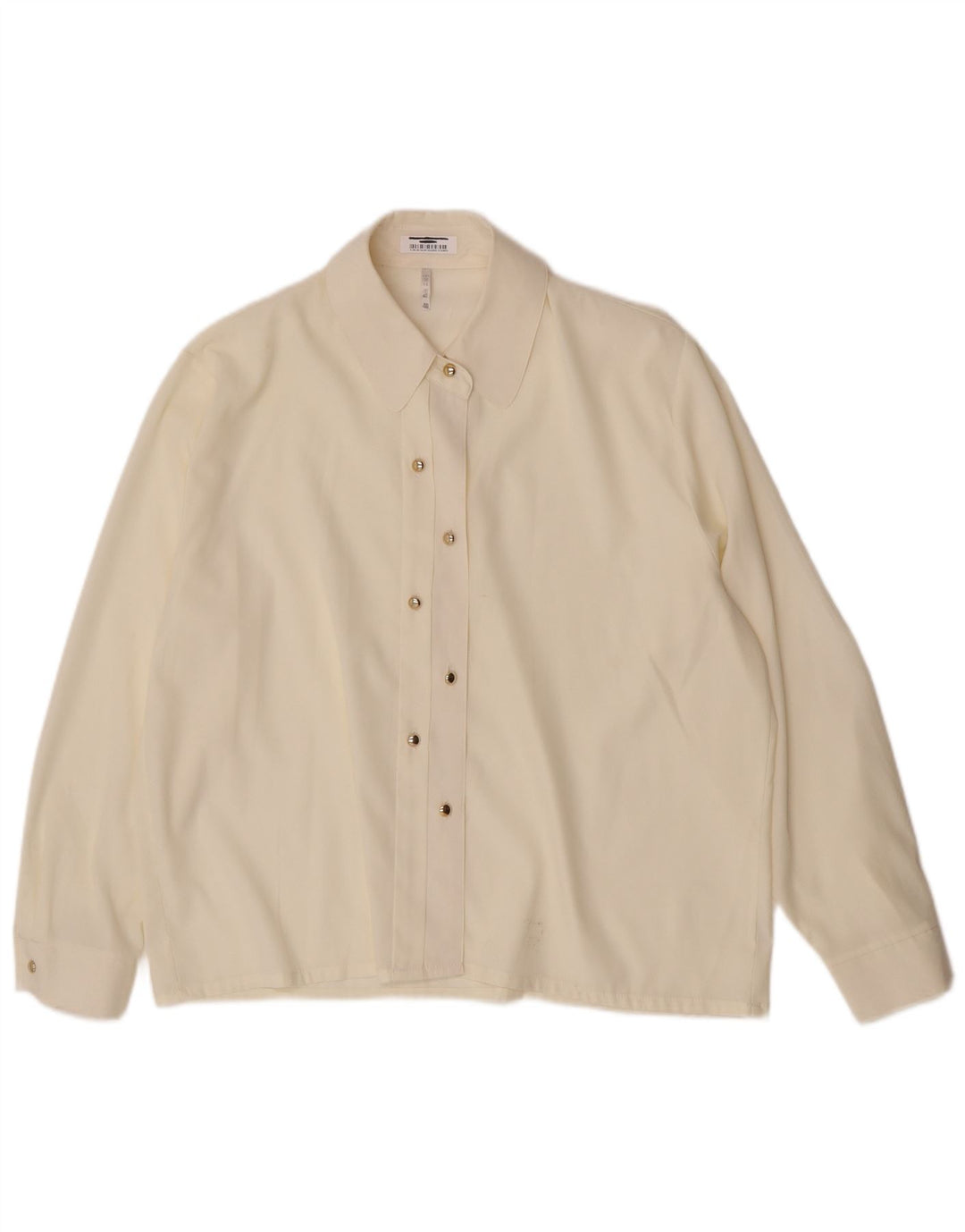 Vintage Damen Hemdbluse UK 14 Medium Off White Viskose