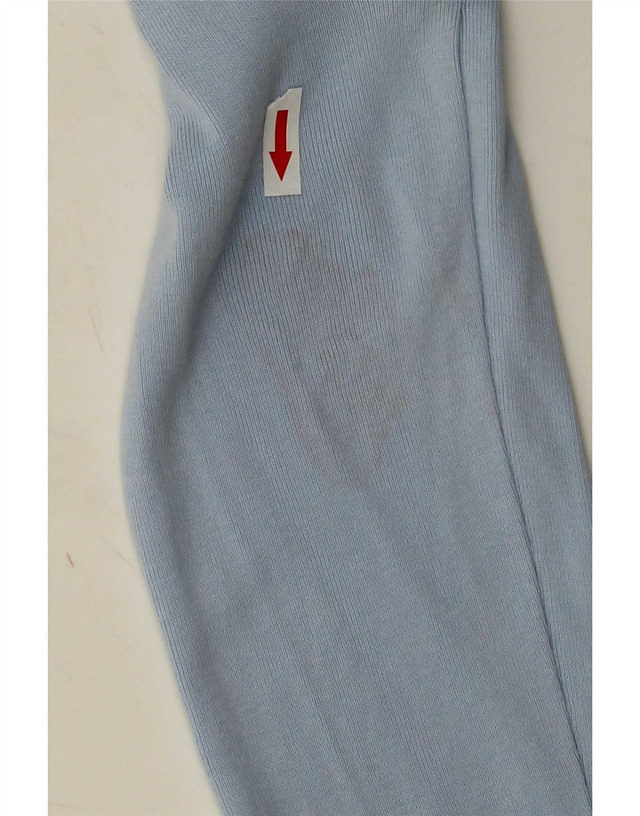 Benetton Damen-Pullover mit V-Ausschnitt, UK 12, mittelblaue Baumwolle