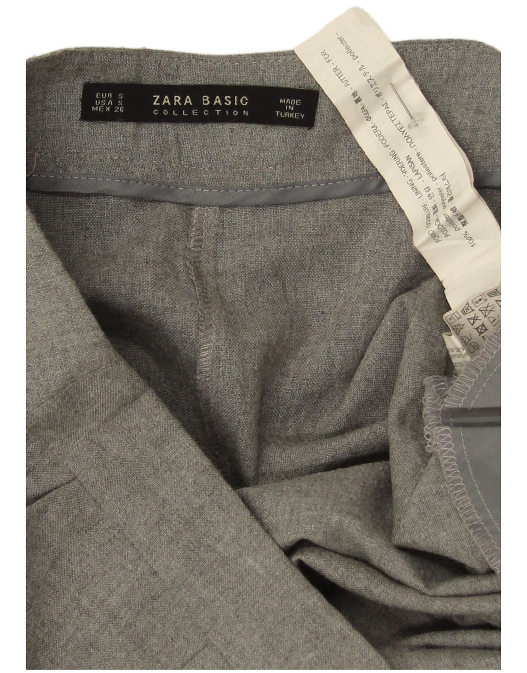 Zara Cullotes Capri-Hose für Damen, Größe S, W26, L19, grau geflecktes Polyester