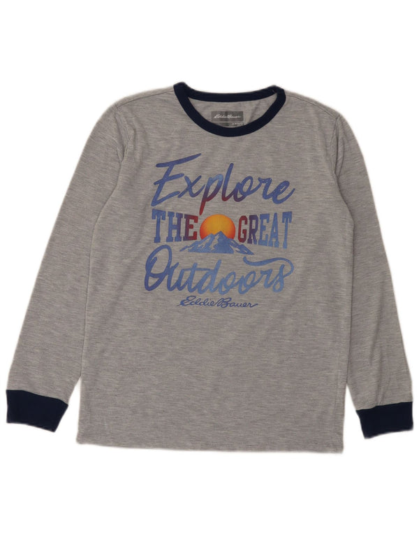 Eddie Bauer Langarmshirt mit Grafik für Jungen, 10–11 Jahre, Mittelgrau gefleckt