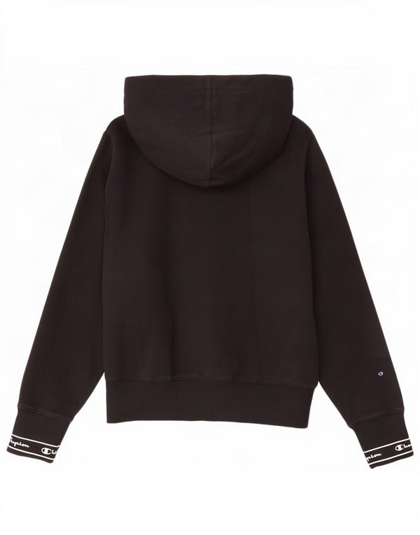 Champion Womens Graphic Hoodie Pullover UK 10 Small Schwarz Baumwolle