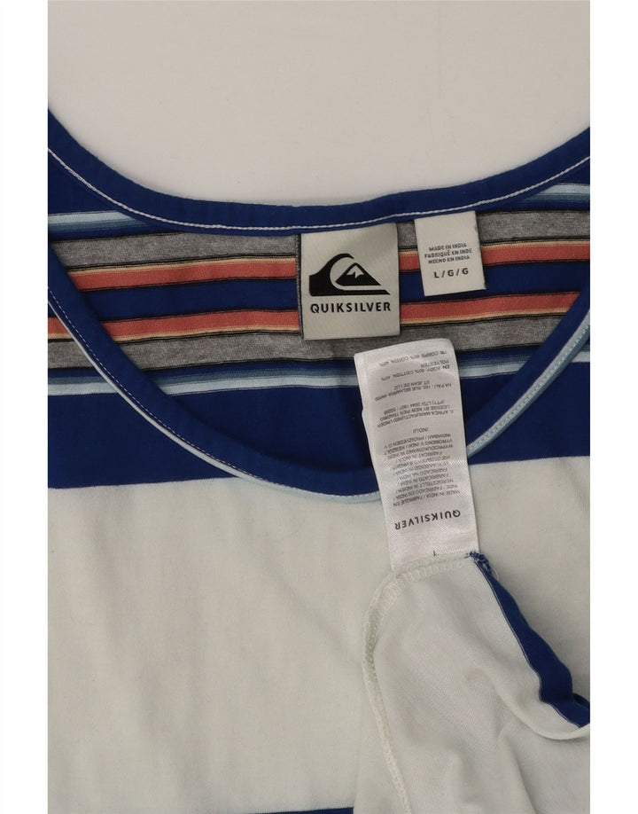 Quiksilver Herren-Trägershirt, groß, weiße Colourblock-Baumwolle