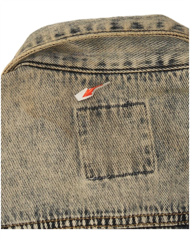 Superdry Damen Crop Distressed Acid Wash Jeansjacke UK 8 Small Blau