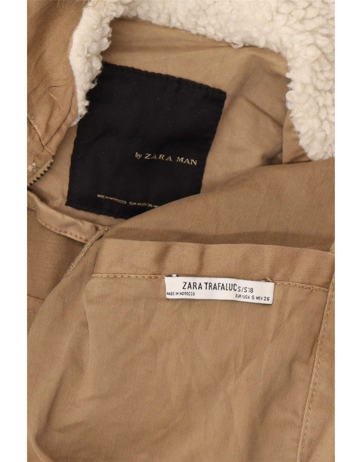 Zara Herren-Parka mit Kapuze, Gr. 36, Größe S, Beige