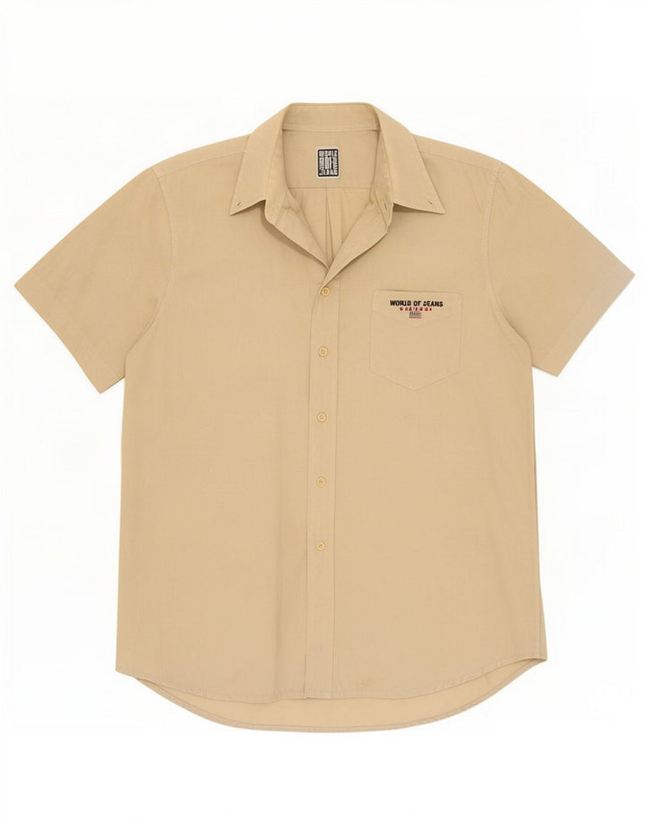 Cassuci Herren Kurzarmhemd Mittelbeige