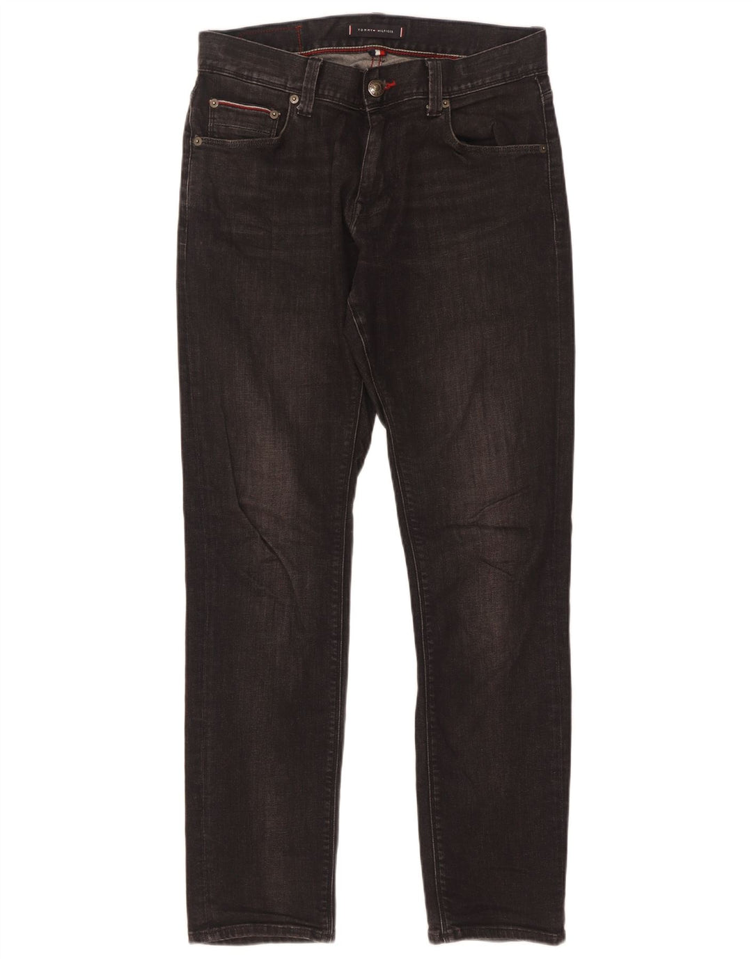 Tommy Hilfiger Herren Slim Jeans W30 L32 Schwarz Baumwolle