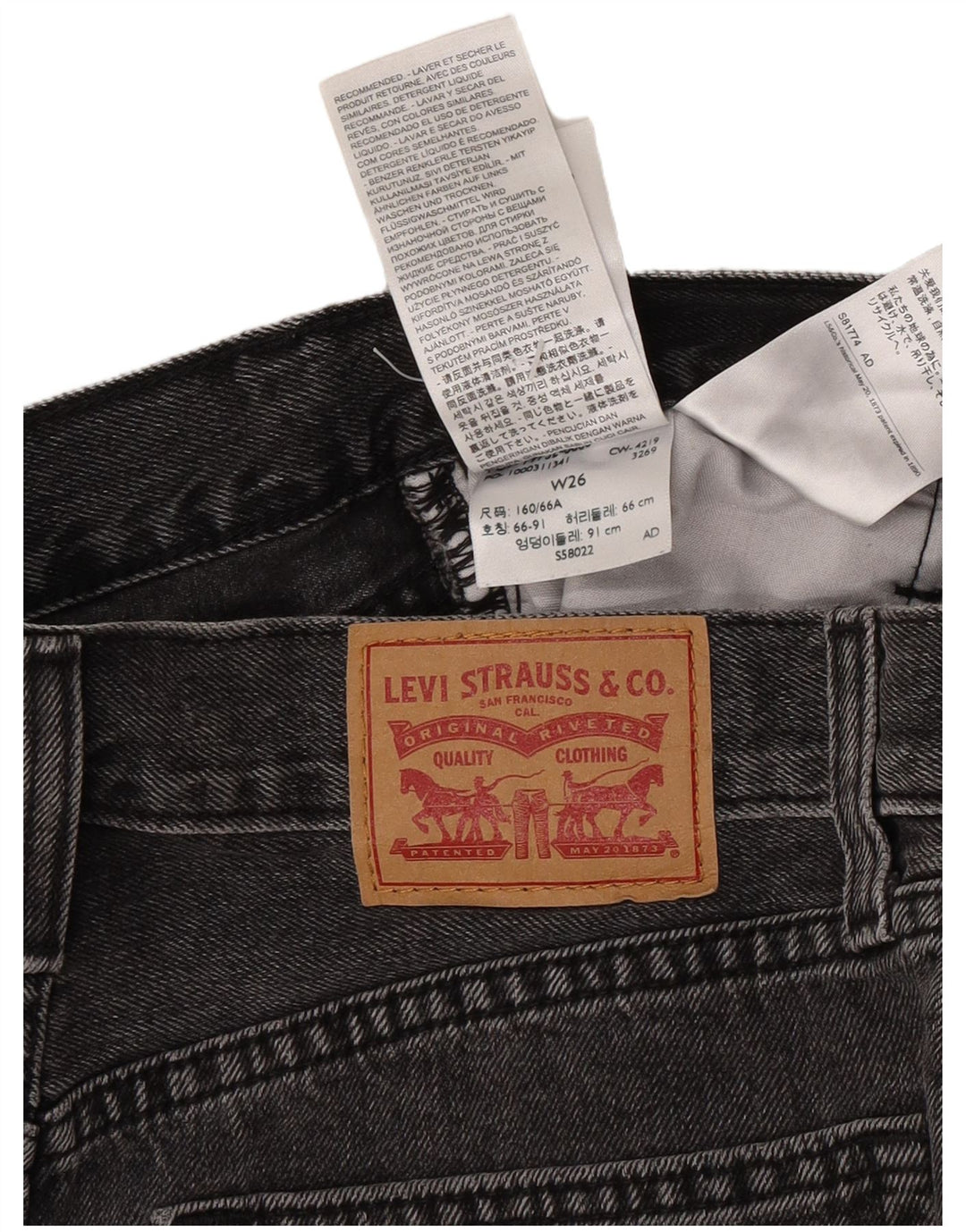 Levi's Damen-Jeansrock, W26, klein, graue Baumwolle