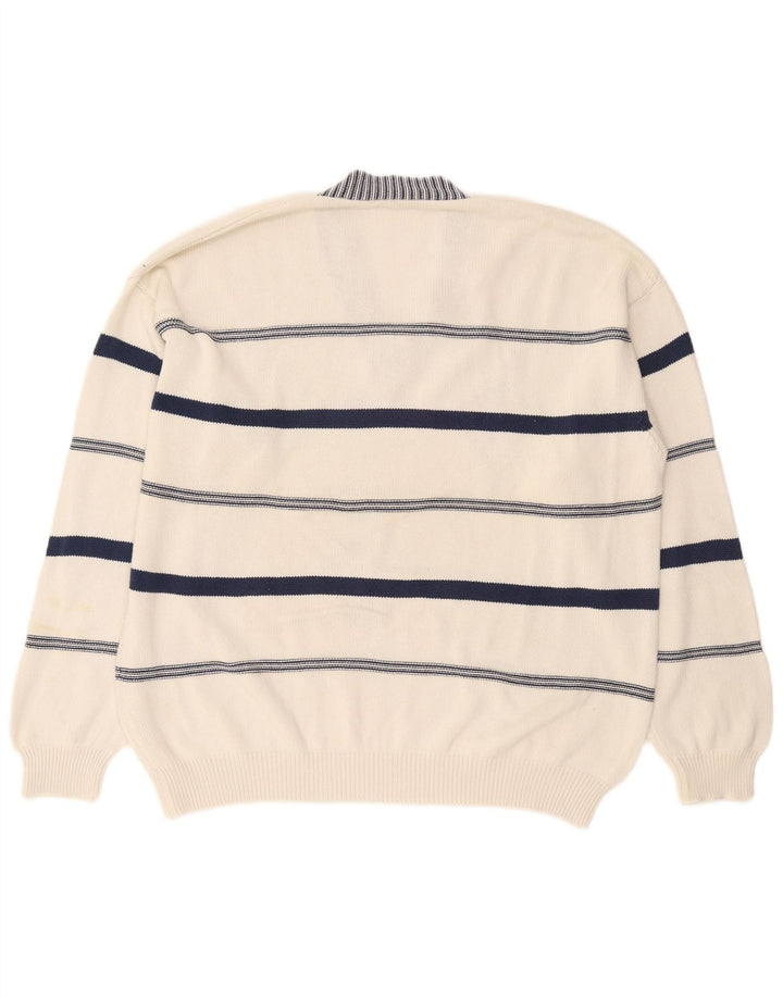 Stefanel Herren-Pullover mit V-Ausschnitt, XL, Weiß, Argyle/Diamant