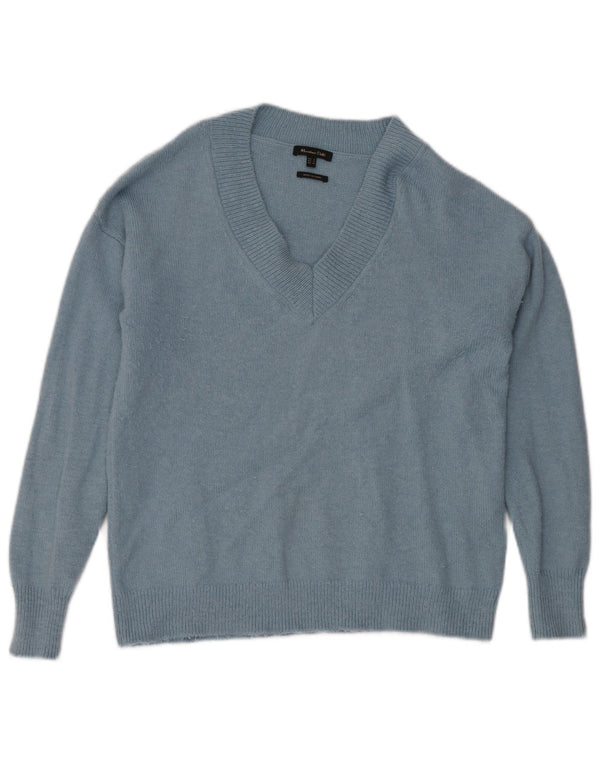 Massimo Dutti Herren-Pullover mit V-Ausschnitt, Größe S, Blau