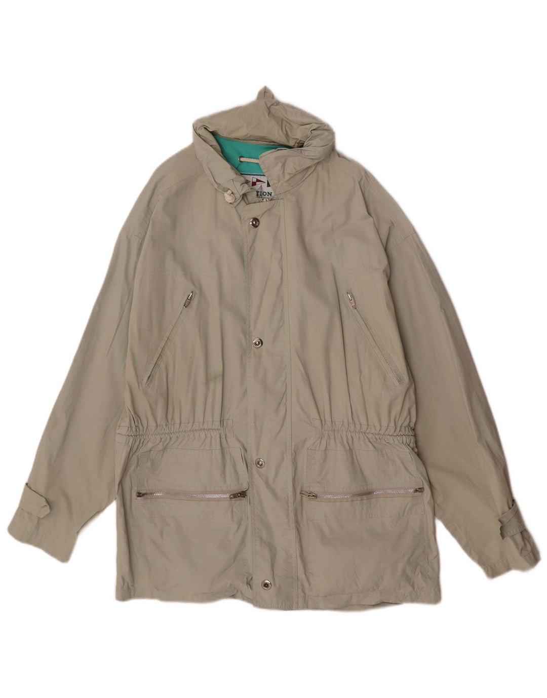 Vintage Herren-Utility-Jacke mit Kapuze IT 48 Mittelgraue Baumwolle