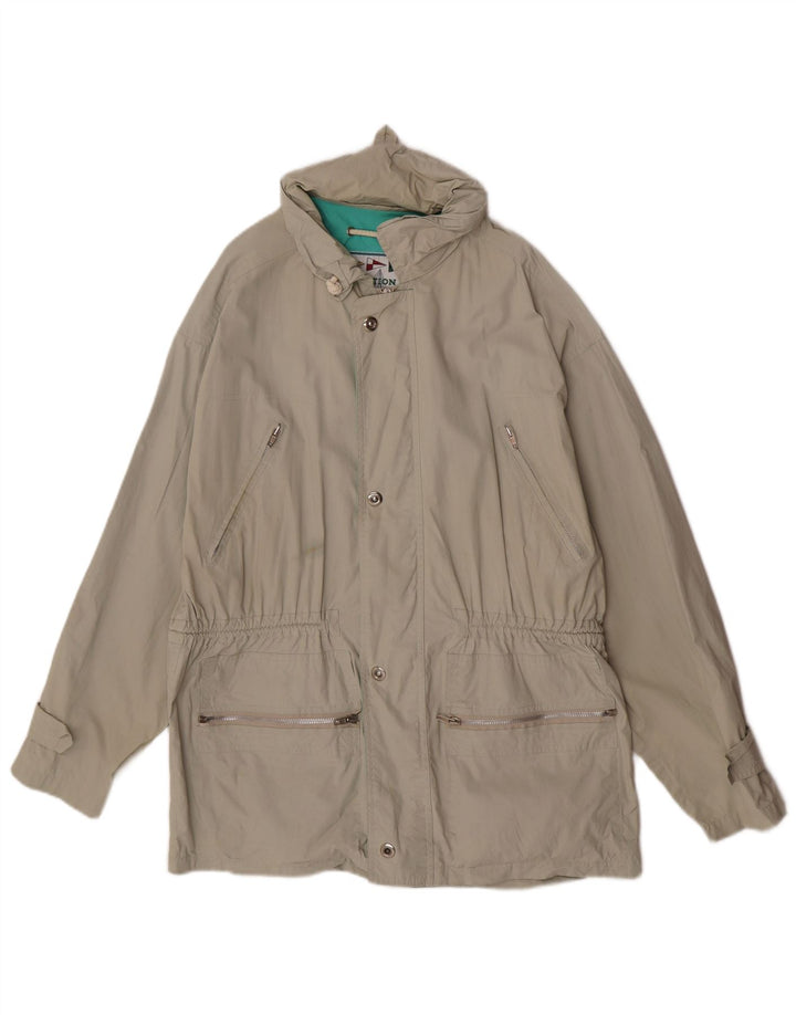 Vintage Herren-Utility-Jacke mit Kapuze IT 48 Mittelgraue Baumwolle