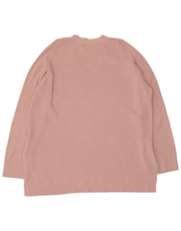 Marks & Spencer Damen-Pullover mit V-Ausschnitt, UK 14, Größe L, rosa Viskose