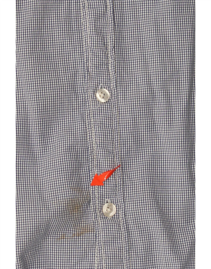 SCOTCH & SODA Herren-Kurzarm-Militärhemd, groß, blaues Gingham-Baumwolle