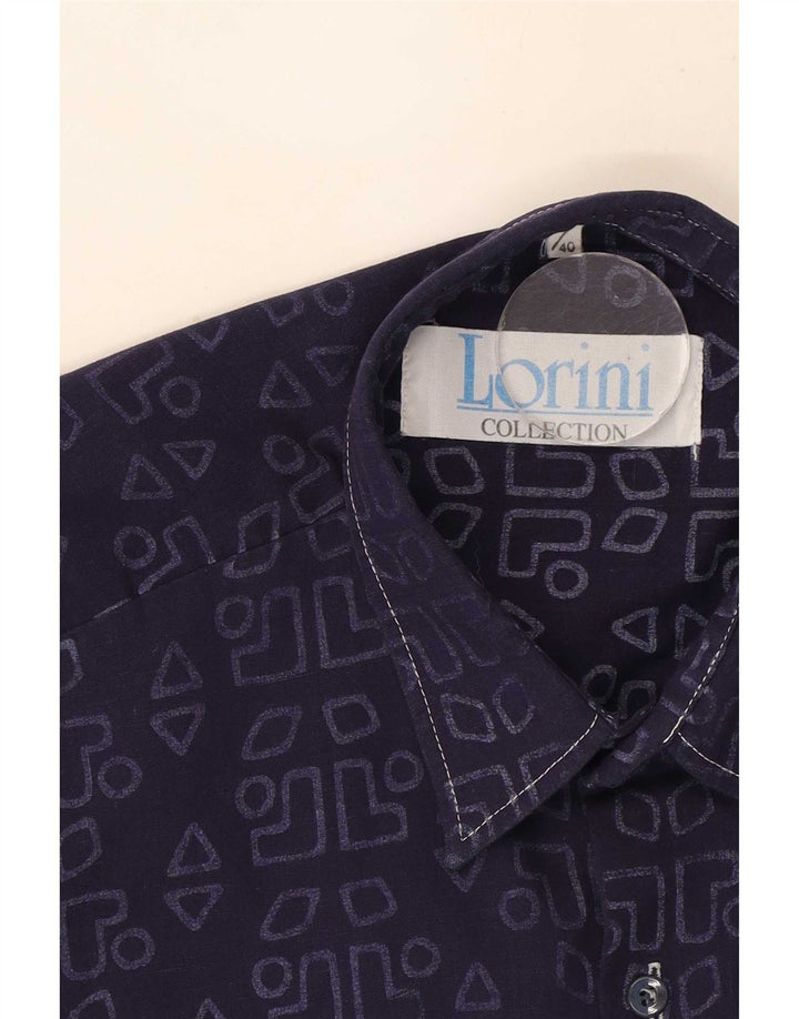 Vintage Herren Grafikshirt Größe 39/40 Medium Marineblau Geometrisch