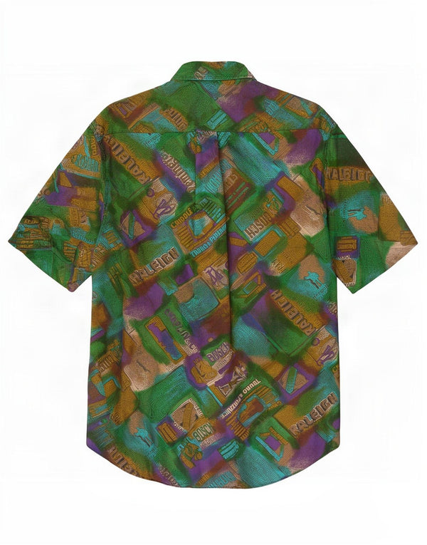 West Coast Herren Grafik-Kurzarmhemd XL Grün Patchwork Viskose