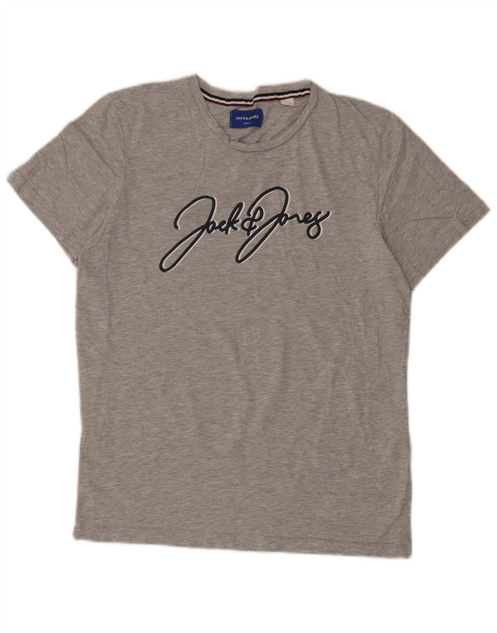 Jack & Jones Herren-T-Shirt mit Grafik, Größe S, Grau, Baumwolle