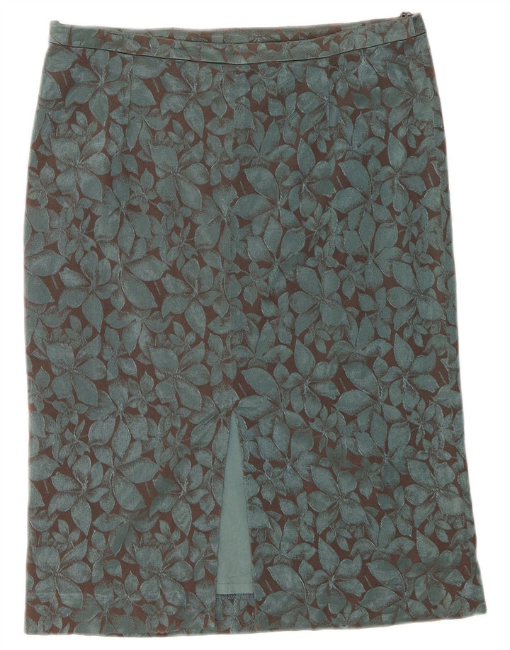 Gerader Rock für Damen von Coast, UK 12, Größe M, W30, Acetat mit grünem Blumenmuster