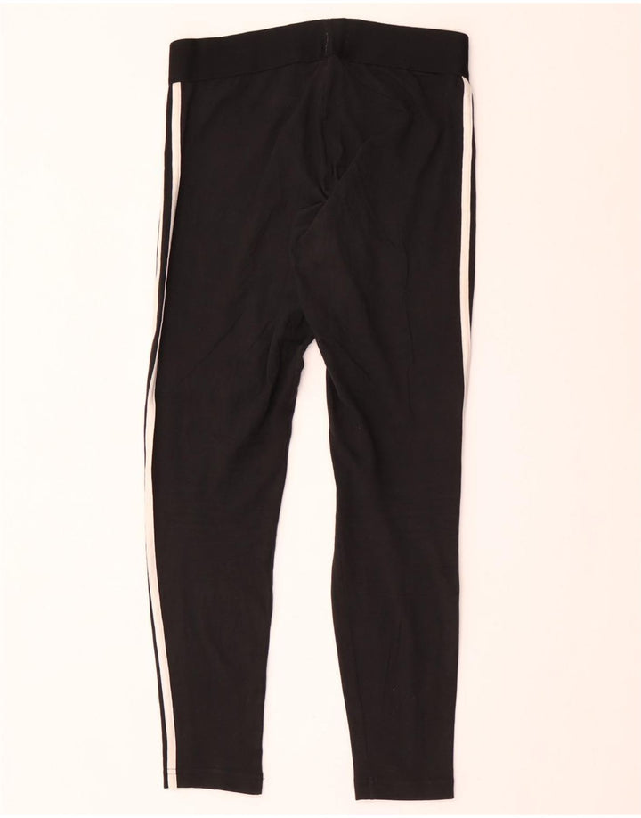 ADIDAS Damen Leggings UK 12/14 Mittelschwarze Baumwolle