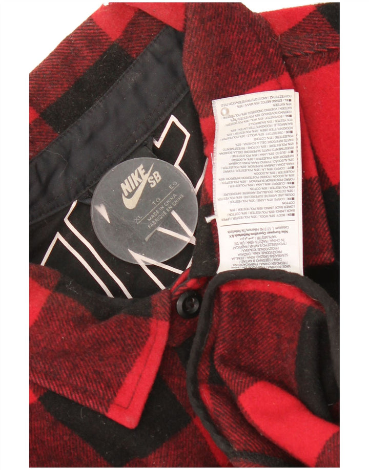 Nike Herren-Lumberjack-Flanellhemd XL aus roter Gingham-Wolle