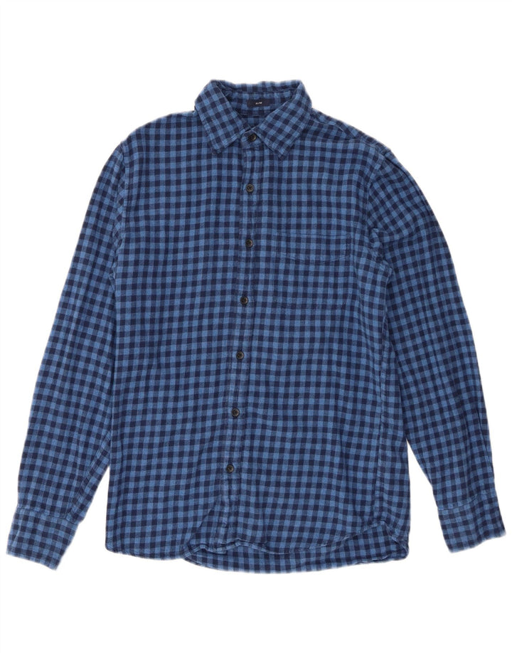 J. Crew Slim-Fit-Flanellhemd für Herren, klein, blau, Gingham-Baumwolle