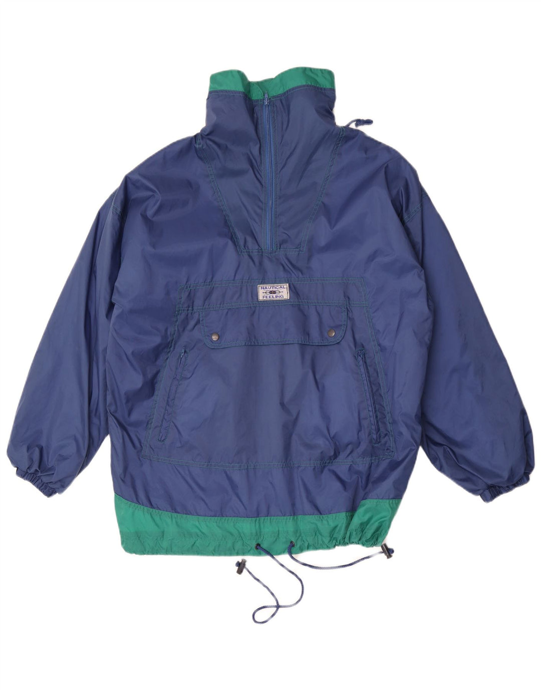 Marcel Clair Herren-Regenjacke mit lockerer Passform und Kapuze, EU 46, klein, blau, Farbblock
