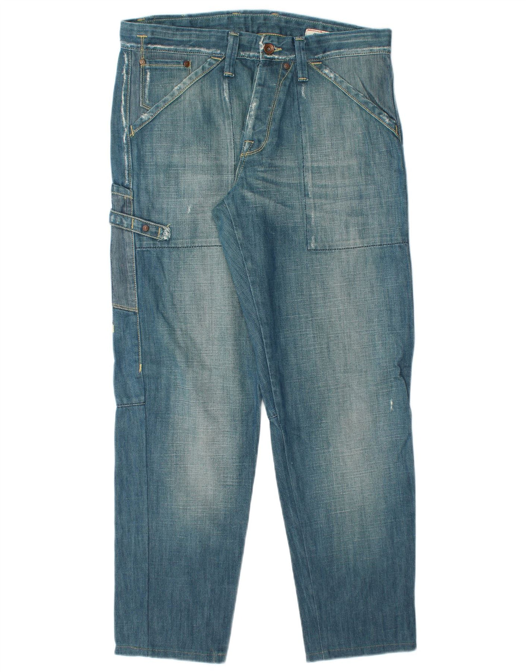 JACK & JONES Herren Cargo Tapered Jeans W33 L30 Blaue Baumwolle