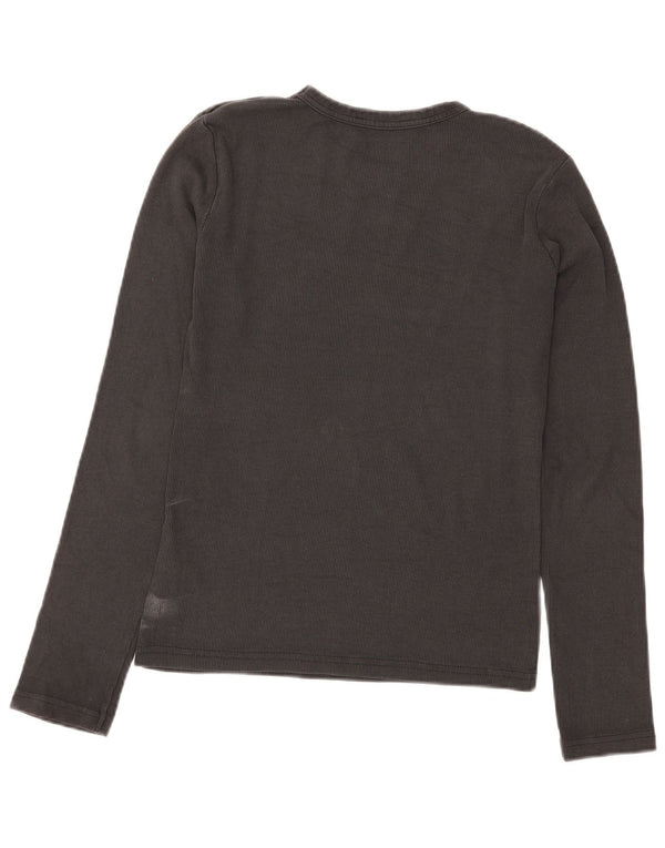 Zara Damen Top Langarm UK 14 Große graue Baumwolle