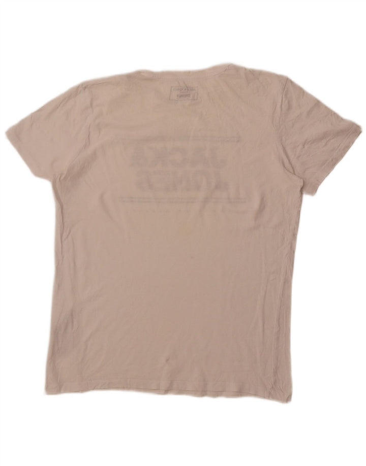 Jack & Jones Herren-T-Shirt mit normaler Passform, mittelgroß, cremefarbene Baumwolle