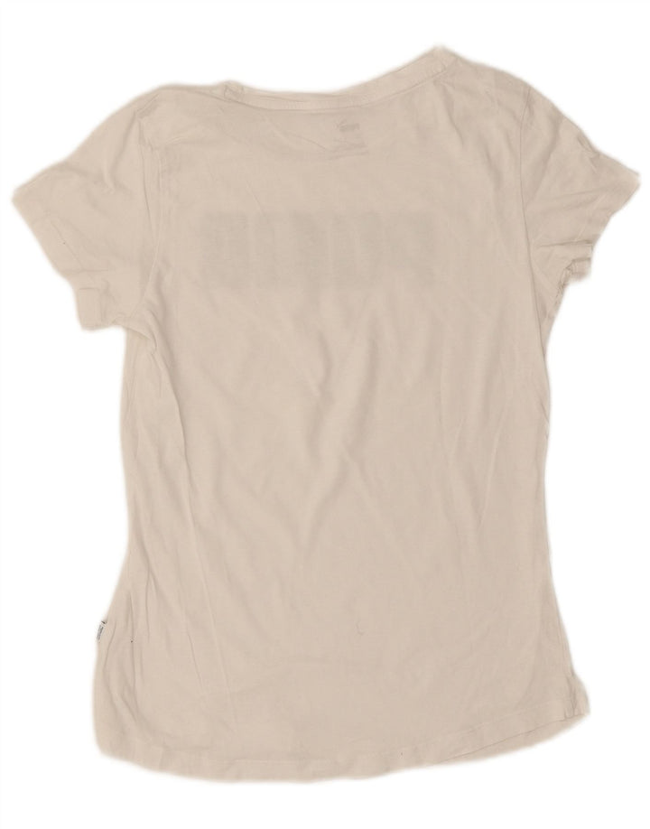 Puma Damen Grafik T-Shirt Top UK 10 Small Weiß