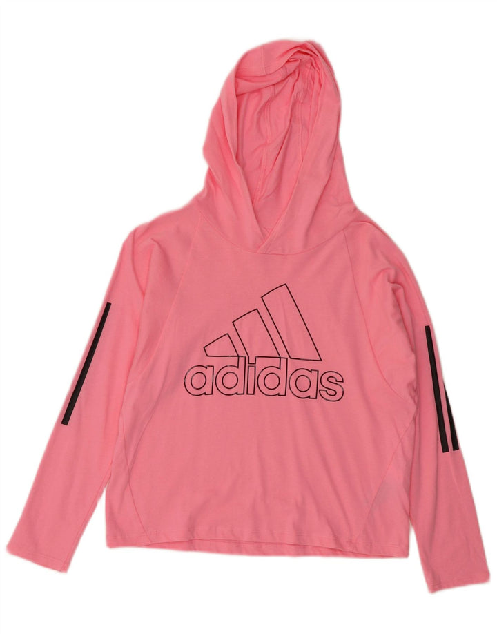 Adidas Damen Graphic Loose Fit Hoodie Pullover UK 10 Small Rosa Baumwolle